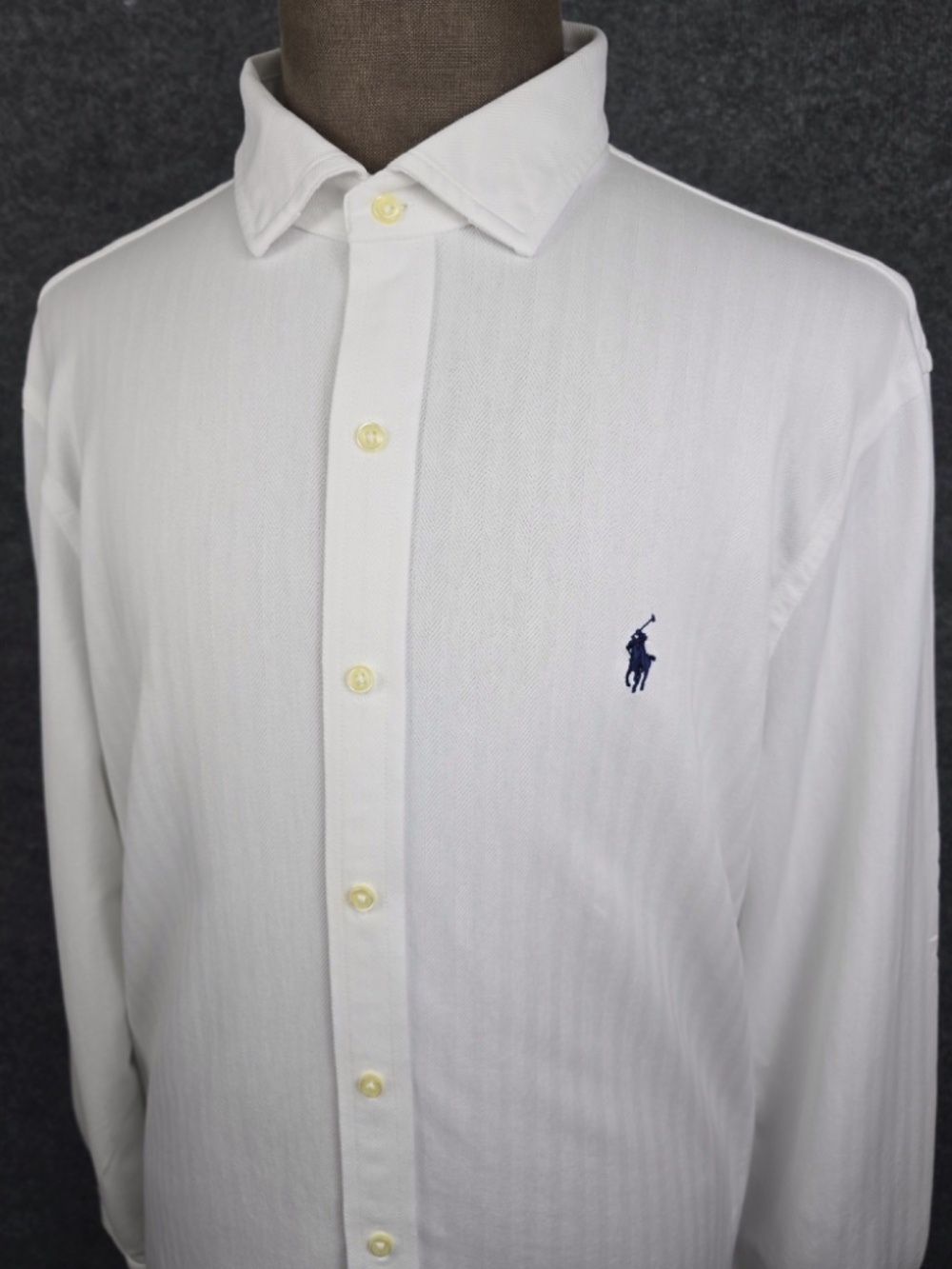 Polo Ralph Lauren White Knit Dress Shirt Men's XXL Long Sleeve Cotton Textured - Picture 3 of 10